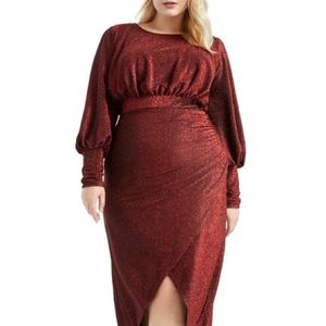 Eloquii Long Sleeve Res Sparkle Maxi Dress NWT
